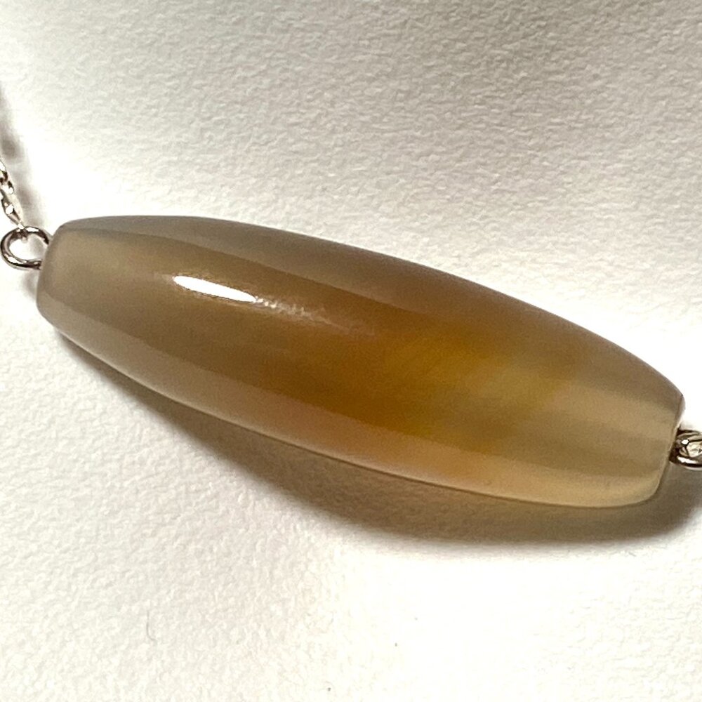 2/$20, Natural Agate Necklace, Genuine Gemstone Bar Pendant & Stainless Chain